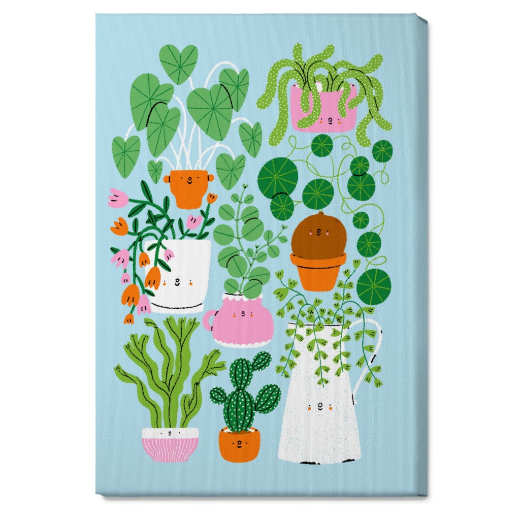 Plants Are Friends - Muti on Blue Wall Art, No Frame, Single piece, Canvas, 20x30, Multicolor