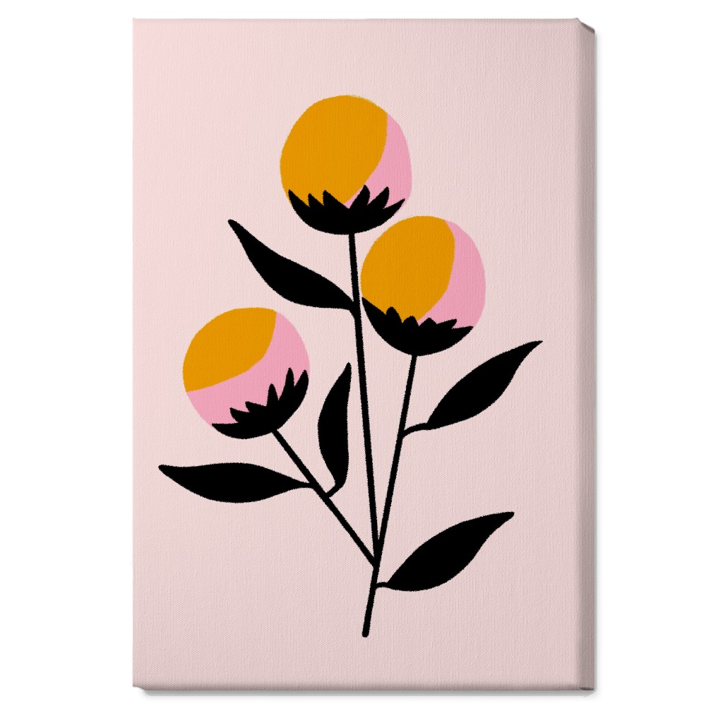 Cotton Candy Flowers - Pink and Orange Wall Art, No Frame, Single piece, Canvas, 20x30, Multicolor