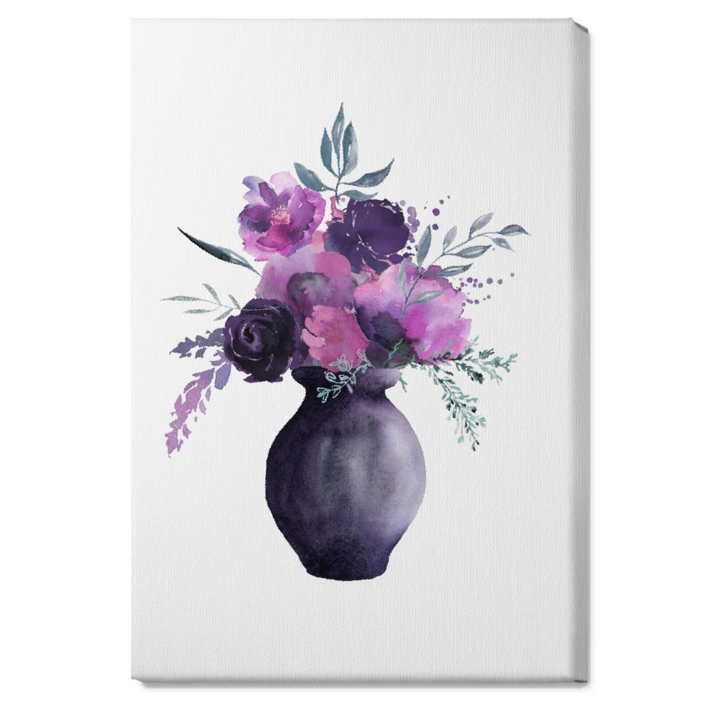 Flowers in a Vase Wall Art, No Frame, Single piece, Canvas, 20x30, Purple, Lupin