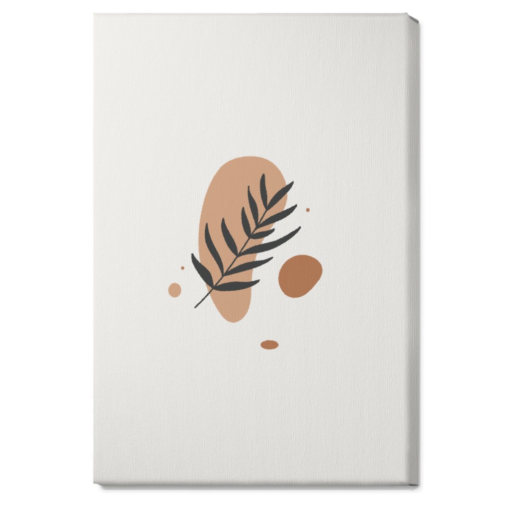 Shapes and Fern Leaf V Wall Art, No Frame, Single piece, Canvas, 20x30, Orange