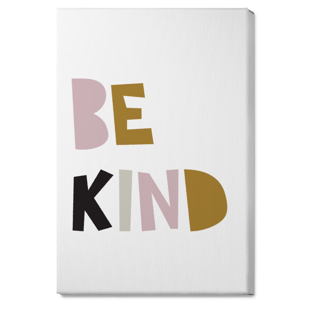Be Kind Typography - Neutral With Pink Wall Art, No Frame, Single piece, Canvas, 20x30, Multicolor