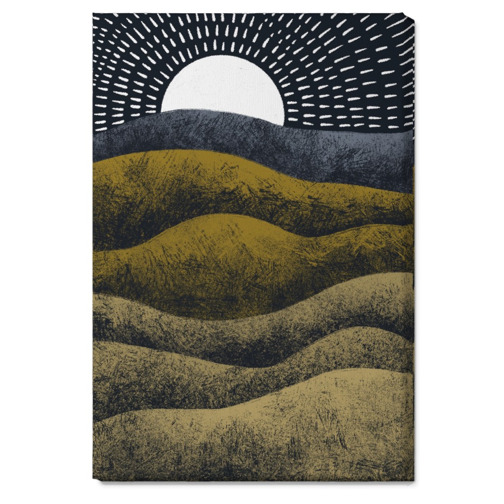 Moonrise Over Rolling Hills - Earth Tones Wall Art, No Frame, Single piece, Canvas, 20x30, Multicolor