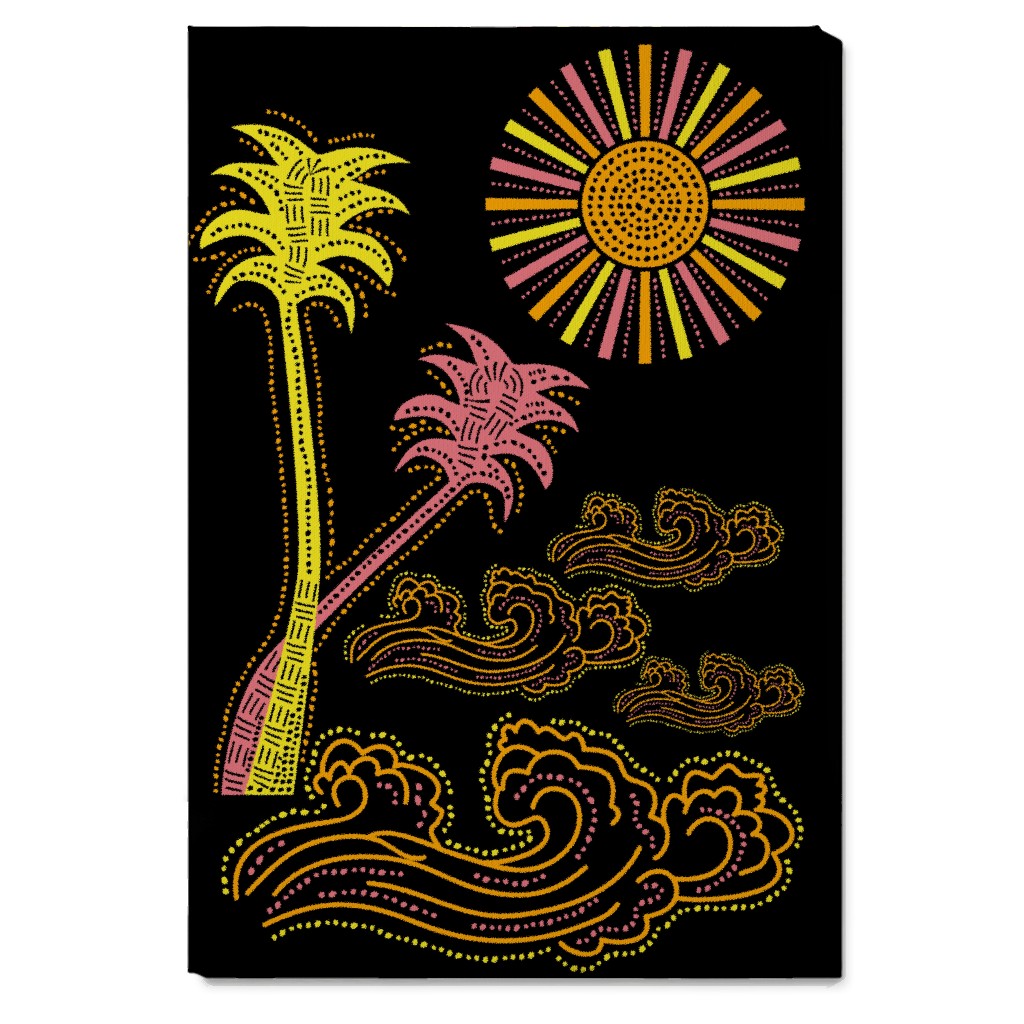 Optimistic Sunny Tropical Summer Art Wall Art, No Frame, Single piece, Canvas, 20x30, Multicolor, Black