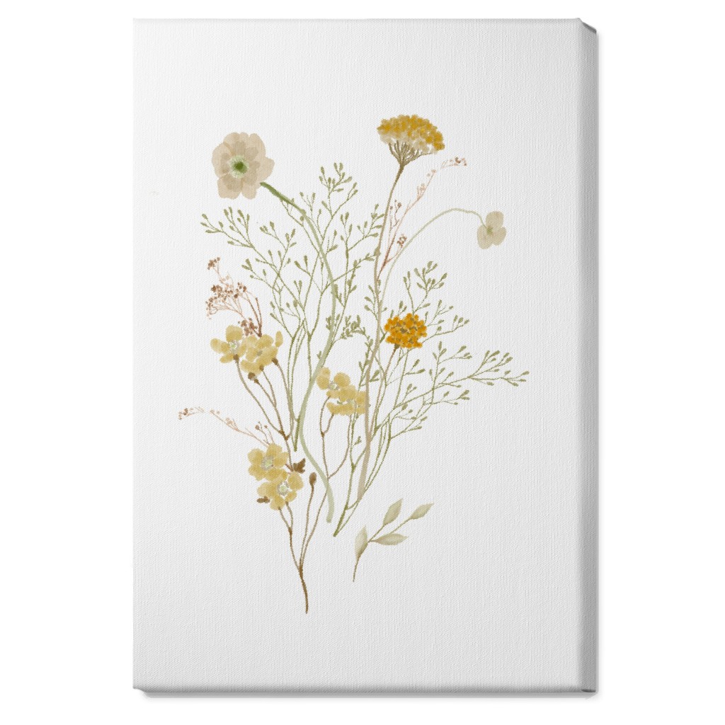 Picked Wildflowers - Yellow Wall Art, No Frame, Single piece, Canvas, 20x30, Yellow, Classic Yellow
