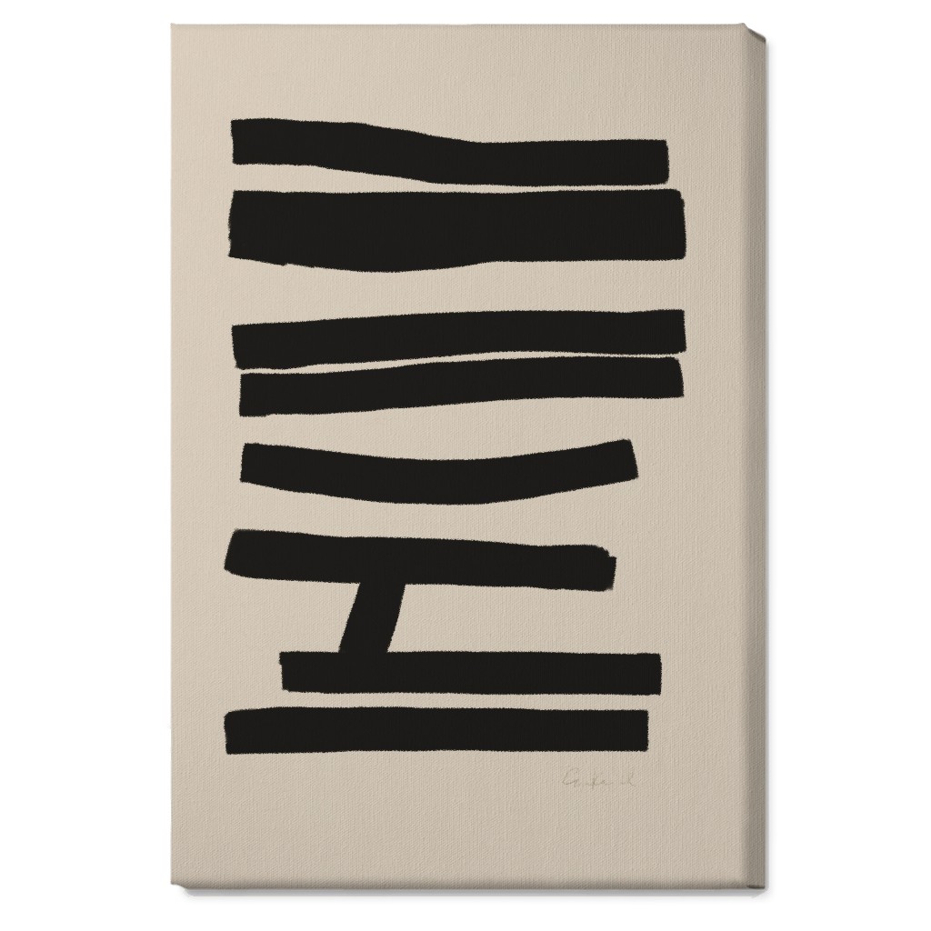 Bold Abstract Stripes Wall Art, No Frame, Single piece, Canvas, 20x30, Black, Wheat