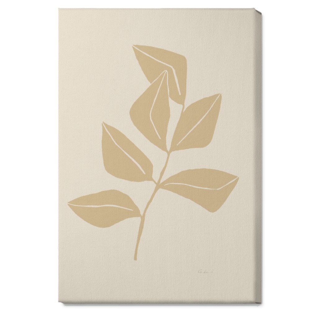 Ficus Botanical - Neutral Wall Art, No Frame, Single piece, Canvas, 20x30, Beige, Pearl