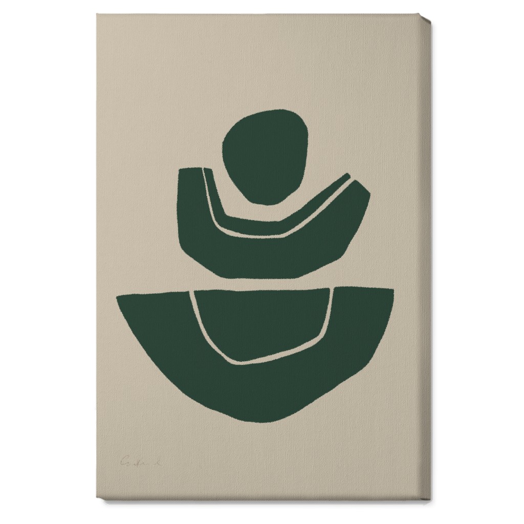 Geometric Abstract Stack Ii Wall Art, No Frame, Single piece, Canvas, 20x30, Green, Seaweed
