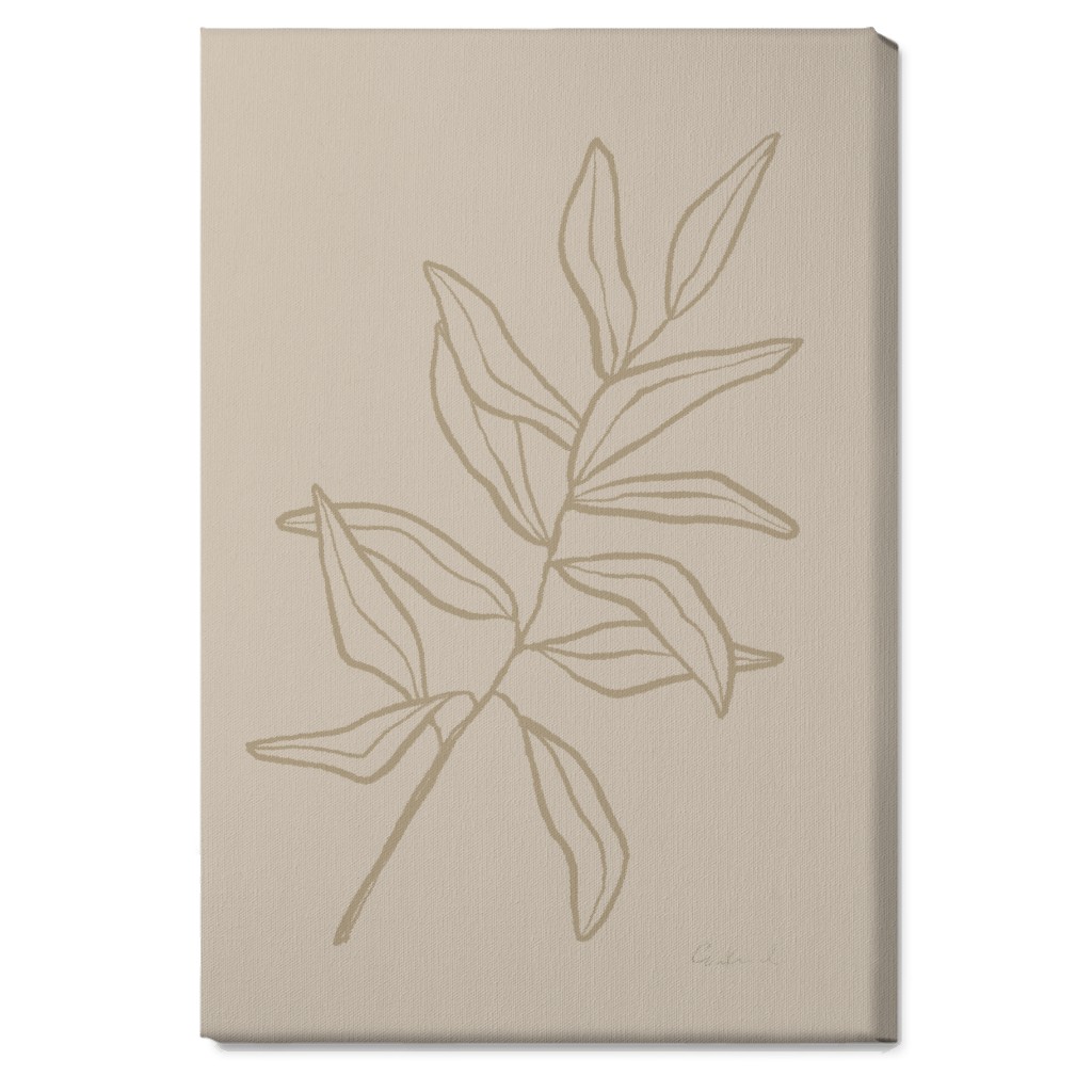 Botanical Eucalyptus Wall Art, No Frame, Single piece, Canvas, 20x30, Beige, Pebble