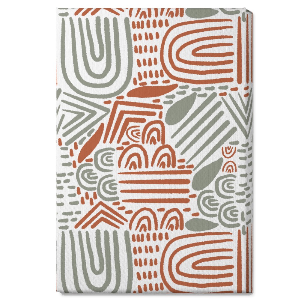 Modern Boho Abstract Shapes - Gray and Terracotta Wall Art, No Frame, Single piece, Canvas, 20x30, Orange