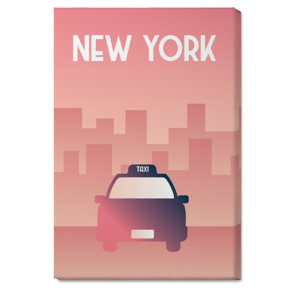 New York City Taxi Wall Art, No Frame, Single piece, Canvas, 20x30, Pink, Dusk Pink
