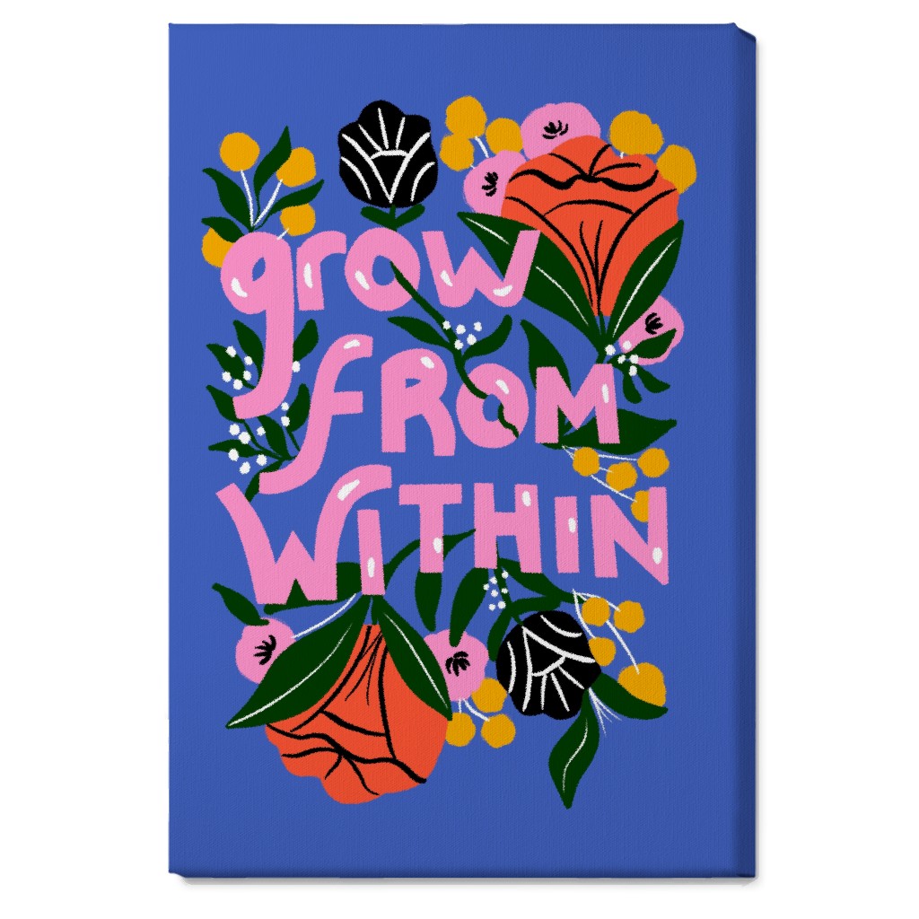Grow From Within - Multi on Blue Wall Art, No Frame, Single piece, Canvas, 20x30, Blue