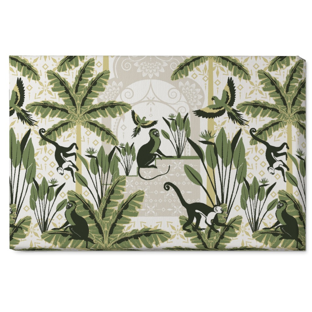 Exotic Tropical Garden Wall Art, No Frame, Single piece, Canvas, 20x30, Green, Spruce
