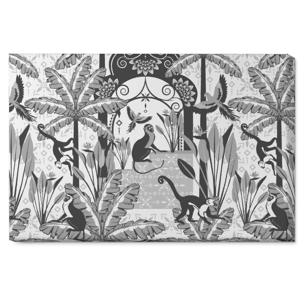 Exotic Tropical Garden Wall Art, No Frame, Single piece, Canvas, 20x30, Gray, Smoke