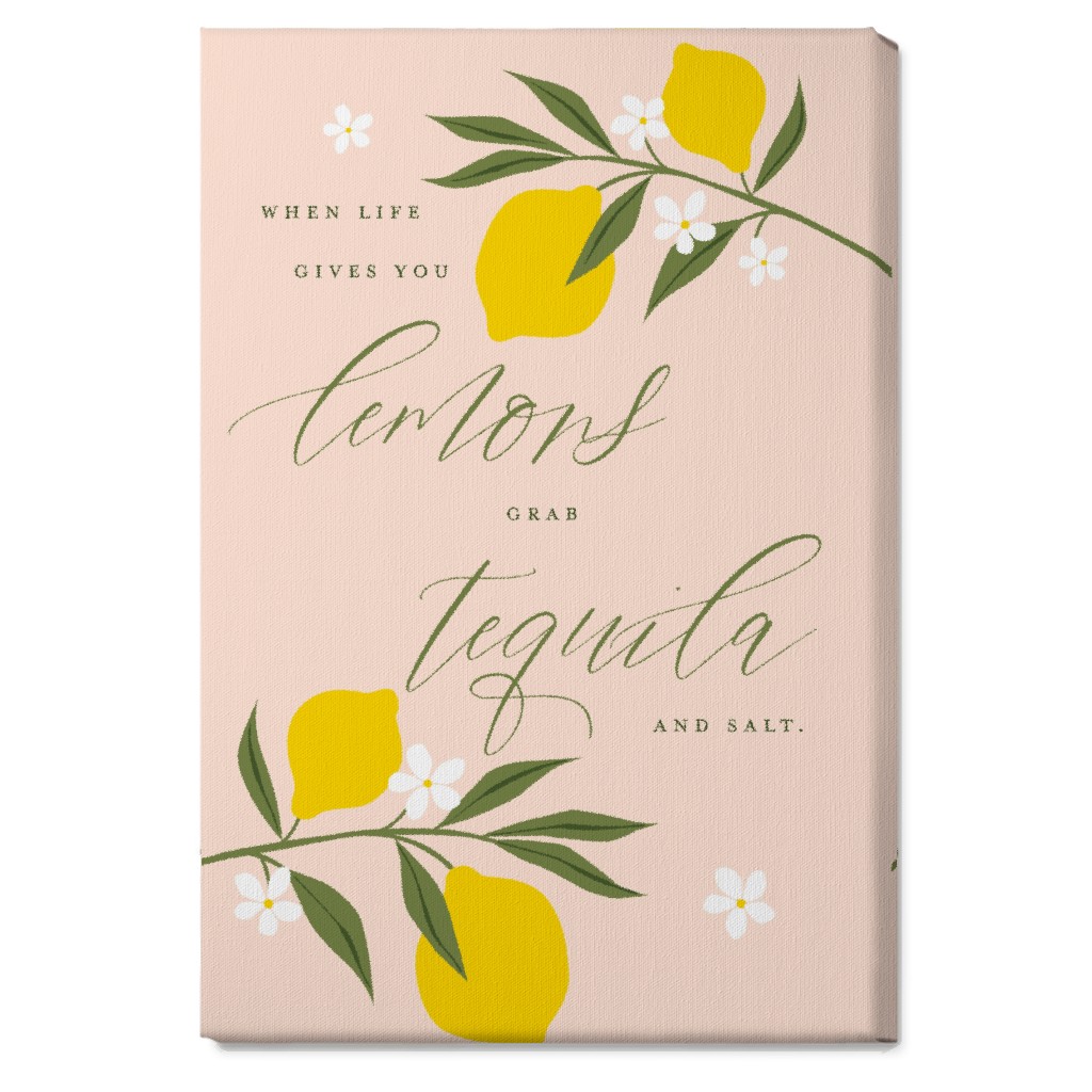 Life Lemons - Pink and Yellow Wall Art, No Frame, Single piece, Canvas, 20x30, Pink, Bright Pink