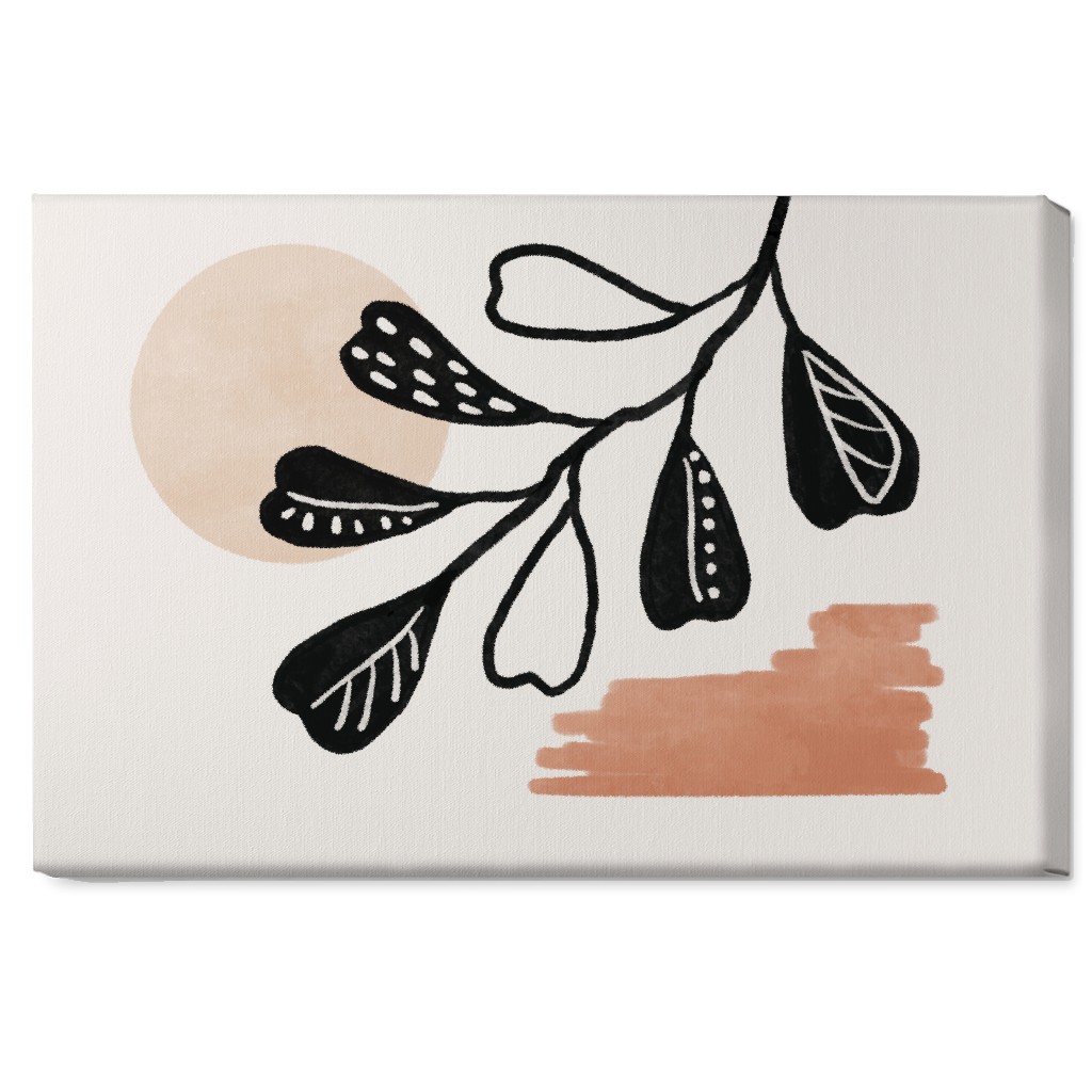 Moonlight and Leaves Wall Art, No Frame, Single piece, Canvas, 20x30, Beige