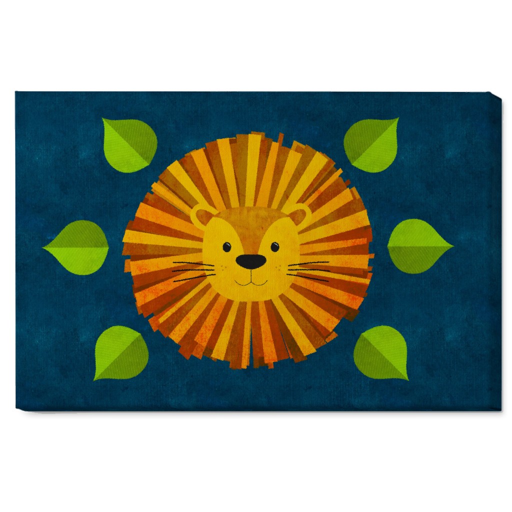 Lion Man - Multi on Blue Wall Art, No Frame, Single piece, Canvas, 20x30, Orange, Orange