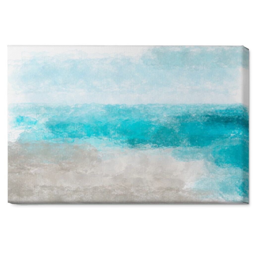 Beach Painting - Blue and Tan Wall Art, No Frame, Single piece, Canvas, 20x30, Blue
