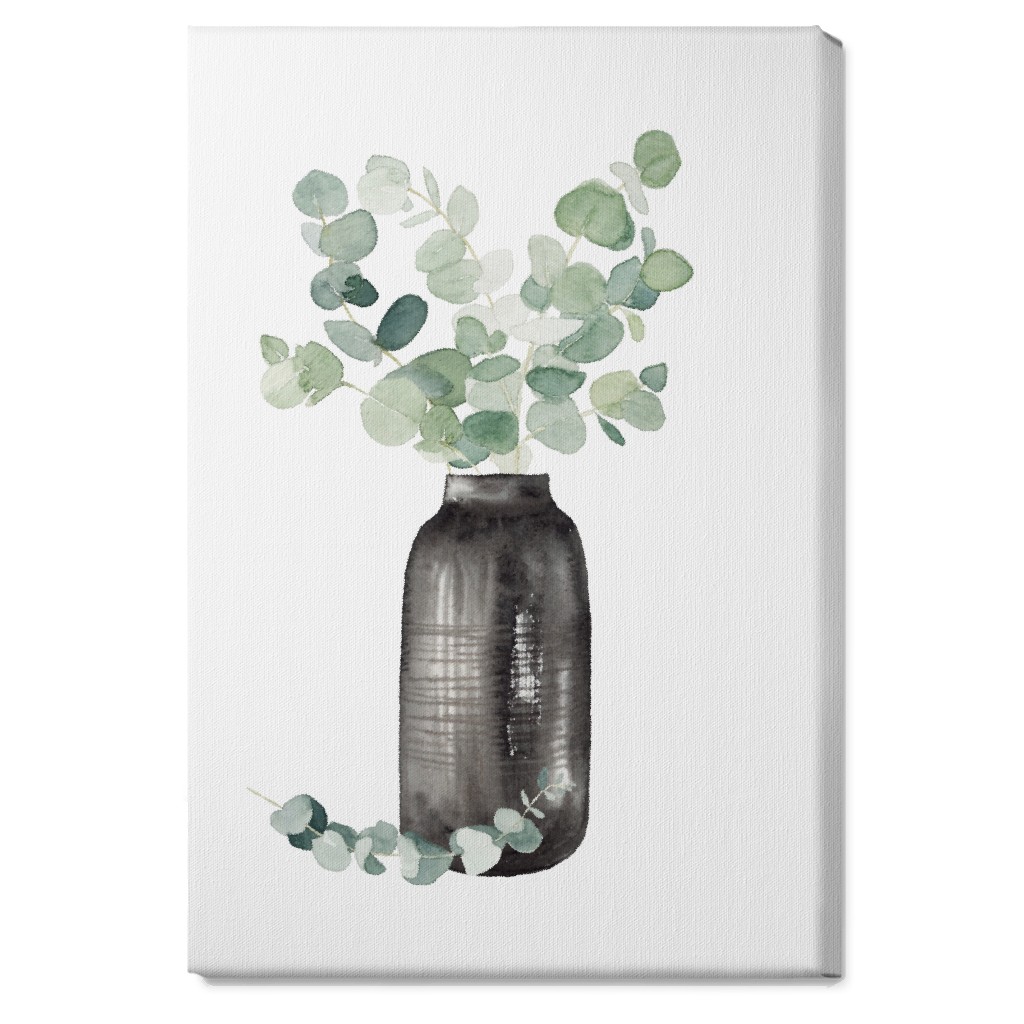 Eucalyptus in a Vase - Green Wall Art, No Frame, Single piece, Canvas, 20x30, Green, Classic Green