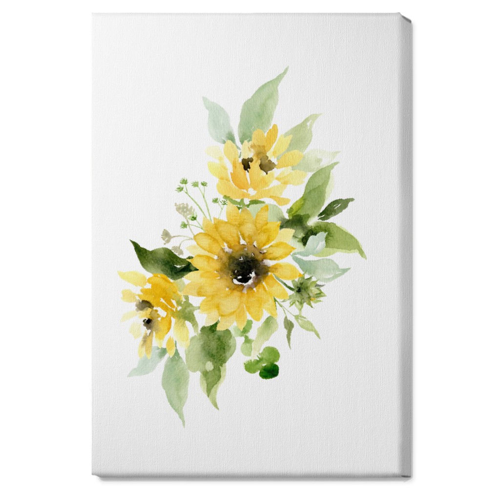 Sunflowers Watercolor - Yellow Wall Art, No Frame, Single piece, Canvas, 20x30, Yellow