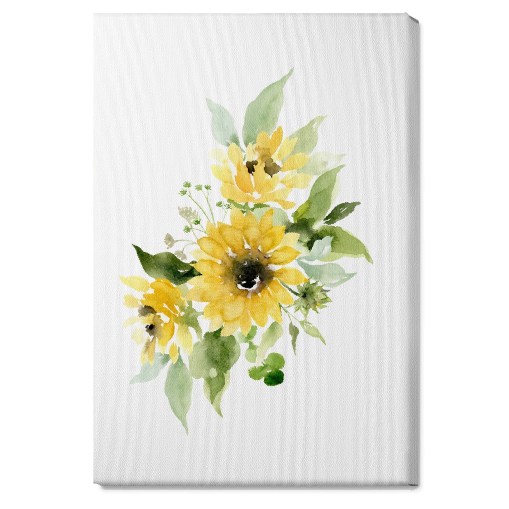 Sunflowers Watercolor - Yellow Wall Art, No Frame, Single piece, Canvas, 20x30, Yellow, Classic Yellow