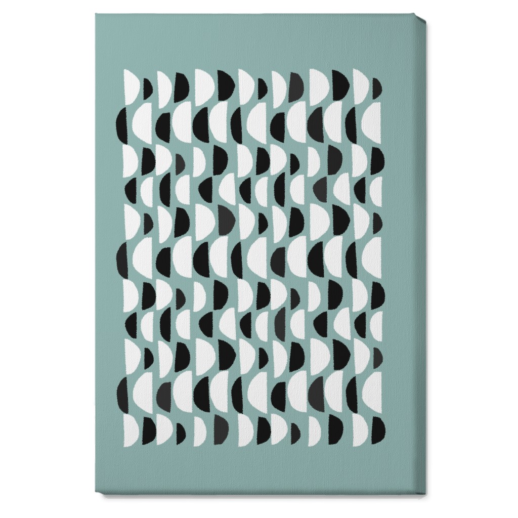 Abstract Scandi Half Moons - Green Wall Art, No Frame, Single piece, Canvas, 20x30, Green, Classic Green