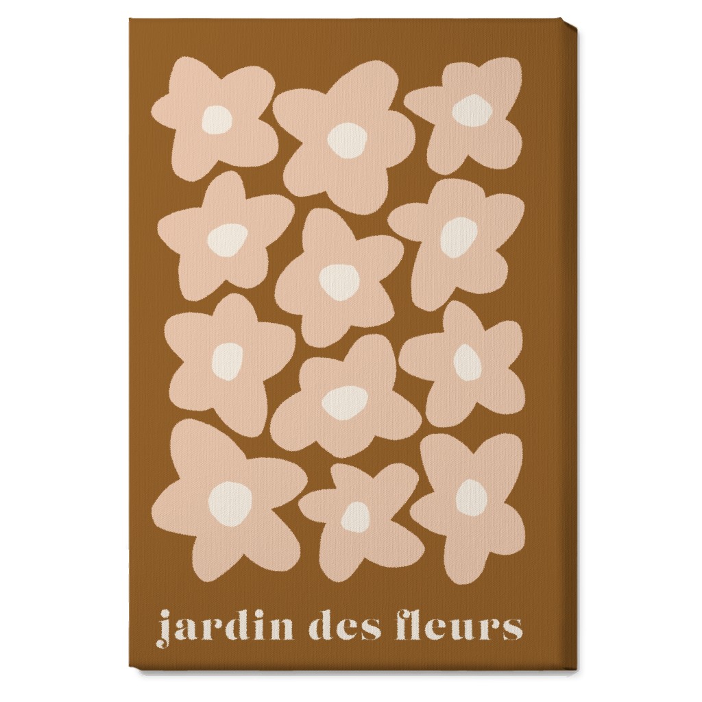Botanical Graphic Retro Flower Garden Wall Art, No Frame, Single piece, Canvas, 20x30, Brown