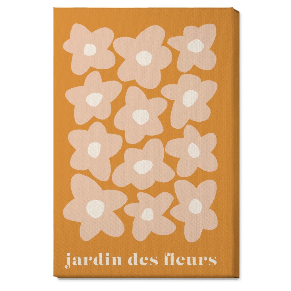 Botanical Graphic Retro Flower Garden Wall Art, No Frame, Single piece, Canvas, 20x30, Orange, Melon