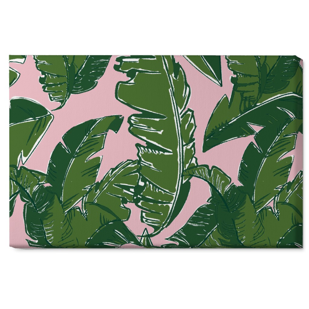 Leaves Baninque in Pink Conch Wall Art, No Frame, Single piece, Canvas, 20x30, Green
