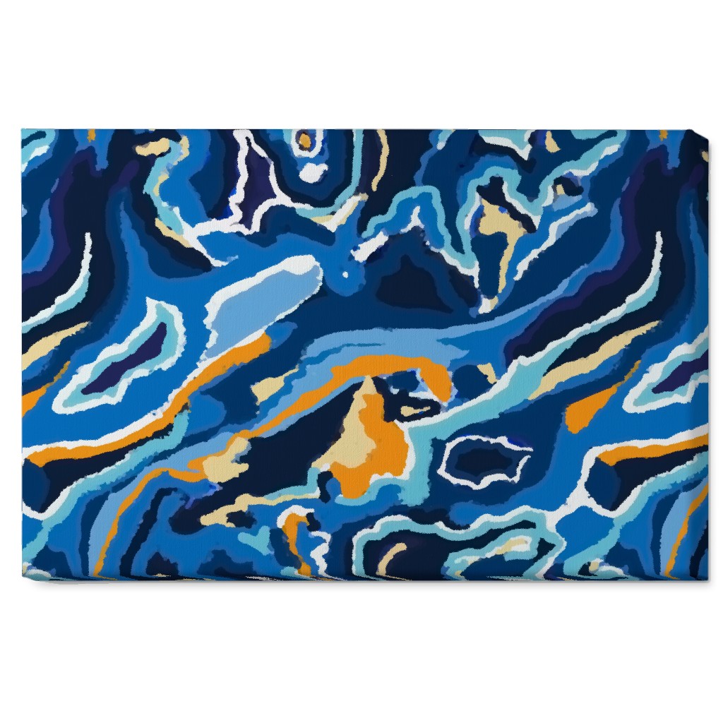 Psychedelic Blues Wall Art, No Frame, Single piece, Canvas, 20x30, Blue, True Blue