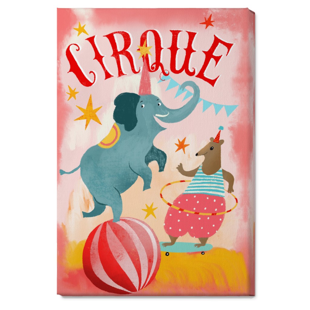 Magic Circus - Blue & Pink Wall Art, No Frame, Single piece, Canvas, 20x30, Multicolor