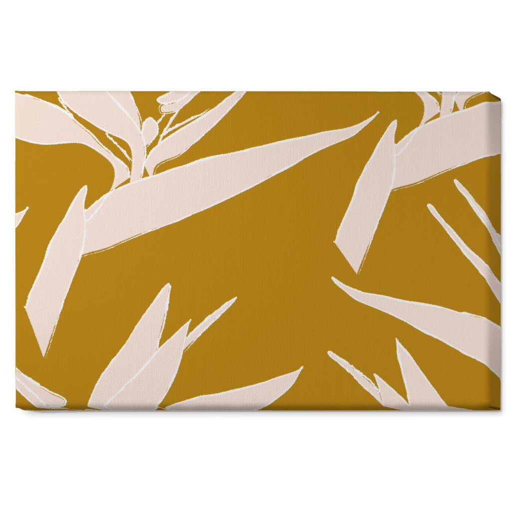 Birds of Paradise - Mustard and Pale Peach Wall Art, No Frame, Single piece, Canvas, 20x30, Yellow