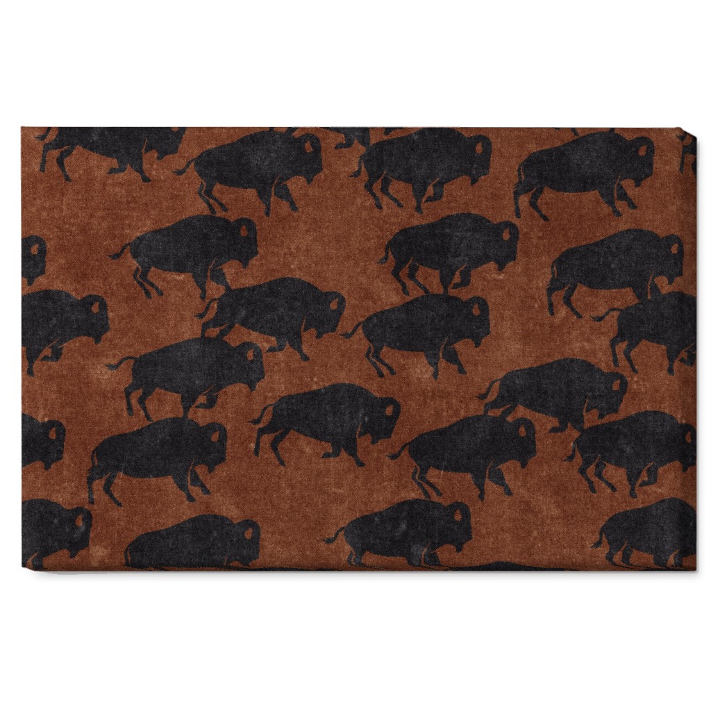 Bison Stampede - Inkwell on Brandywine Wall Art, No Frame, Single piece, Canvas, 20x30, Brown