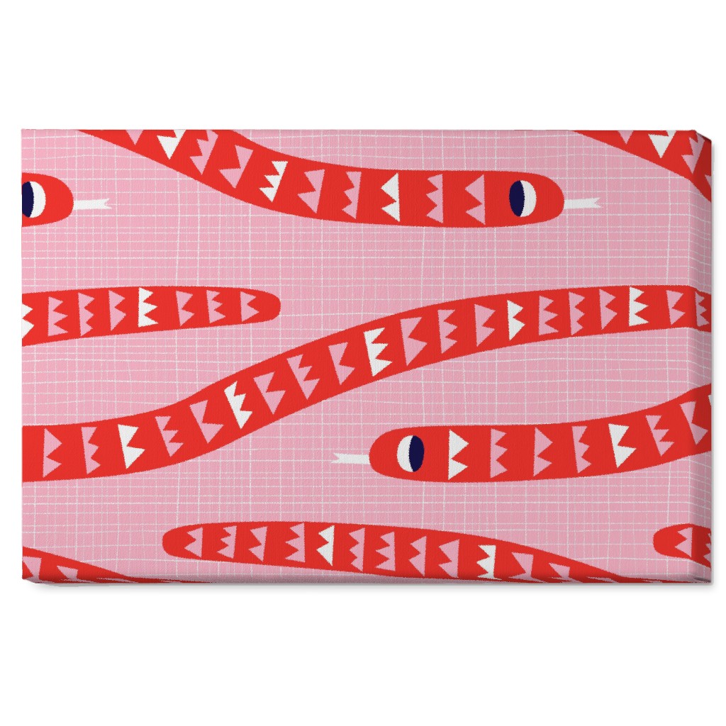 Snakes and Ladders - Pinks Wall Art, No Frame, Single piece, Canvas, 20x30, Pink, Bright Pink