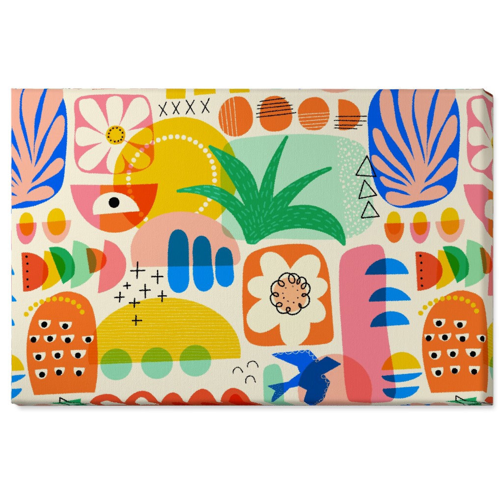 Abstract Shapes Collage - Multi Wall Art, No Frame, Single piece, Canvas, 24x36, Multicolor