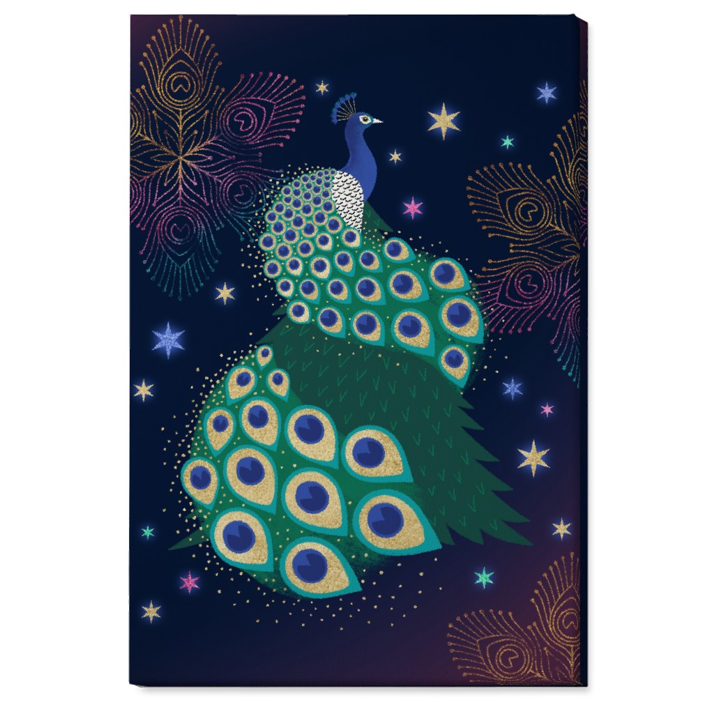 Peacock Sky - Navy Wall Art, No Frame, Single piece, Canvas, 24x36, Multicolor