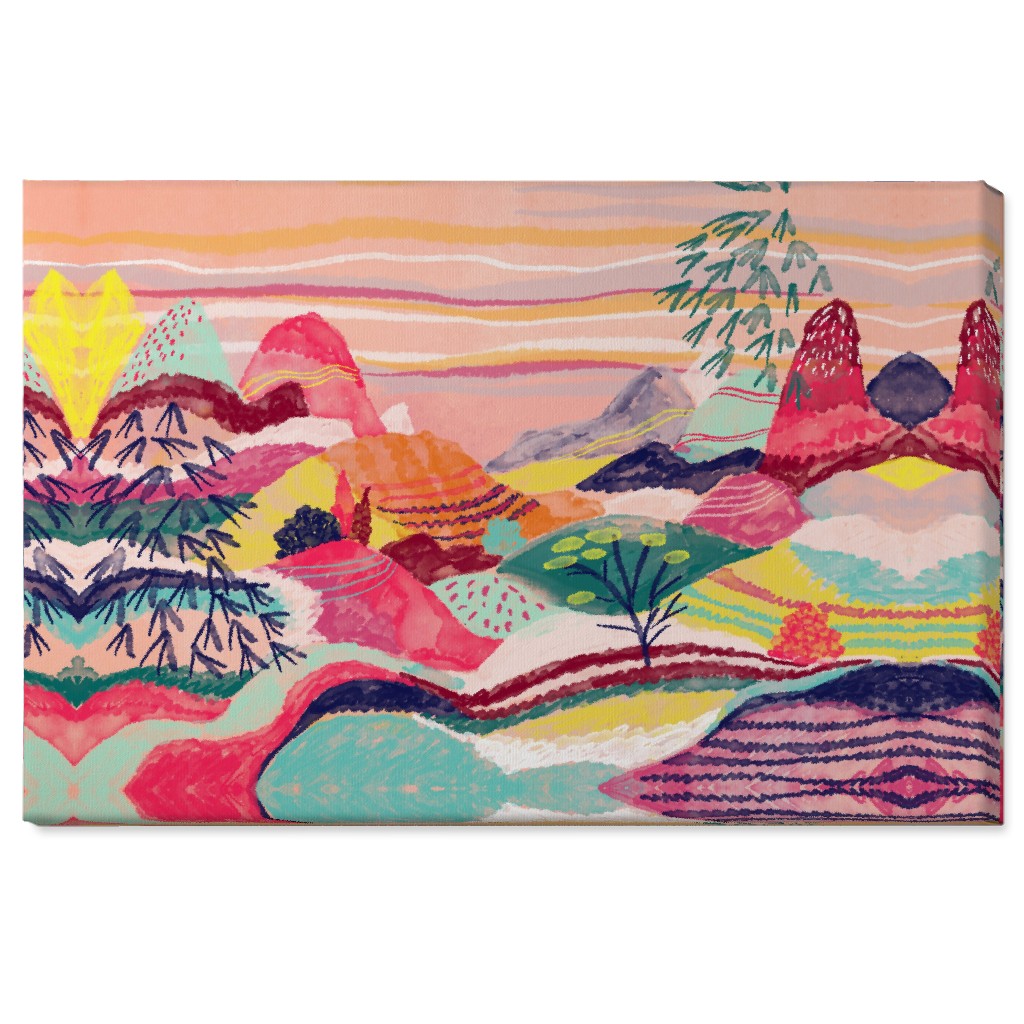 Dreamy Hills Abstract - Vibrant Wall Art, No Frame, Single piece, Canvas, 24x36, Multicolor