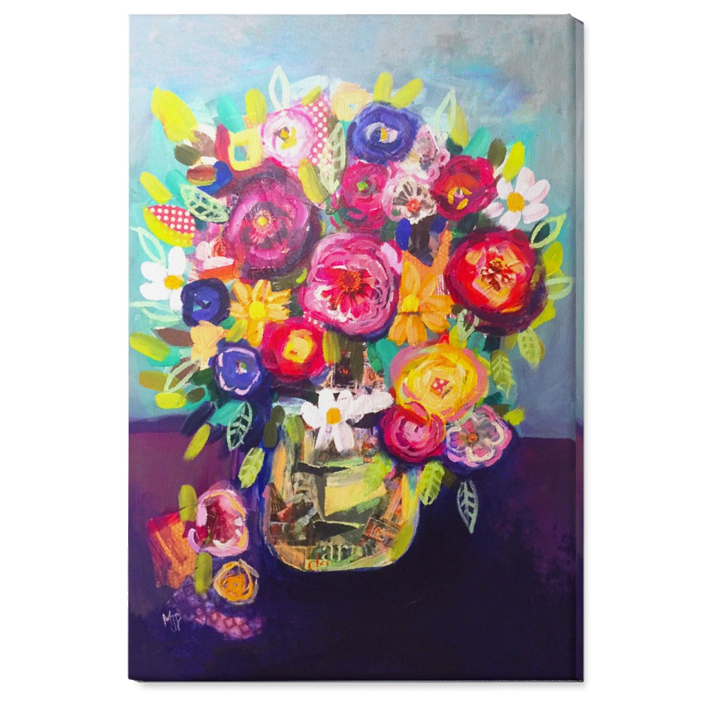 Acrylic Summer Floral Bouquet - Vibrant Wall Art, No Frame, Single piece, Canvas, 24x36, Multicolor