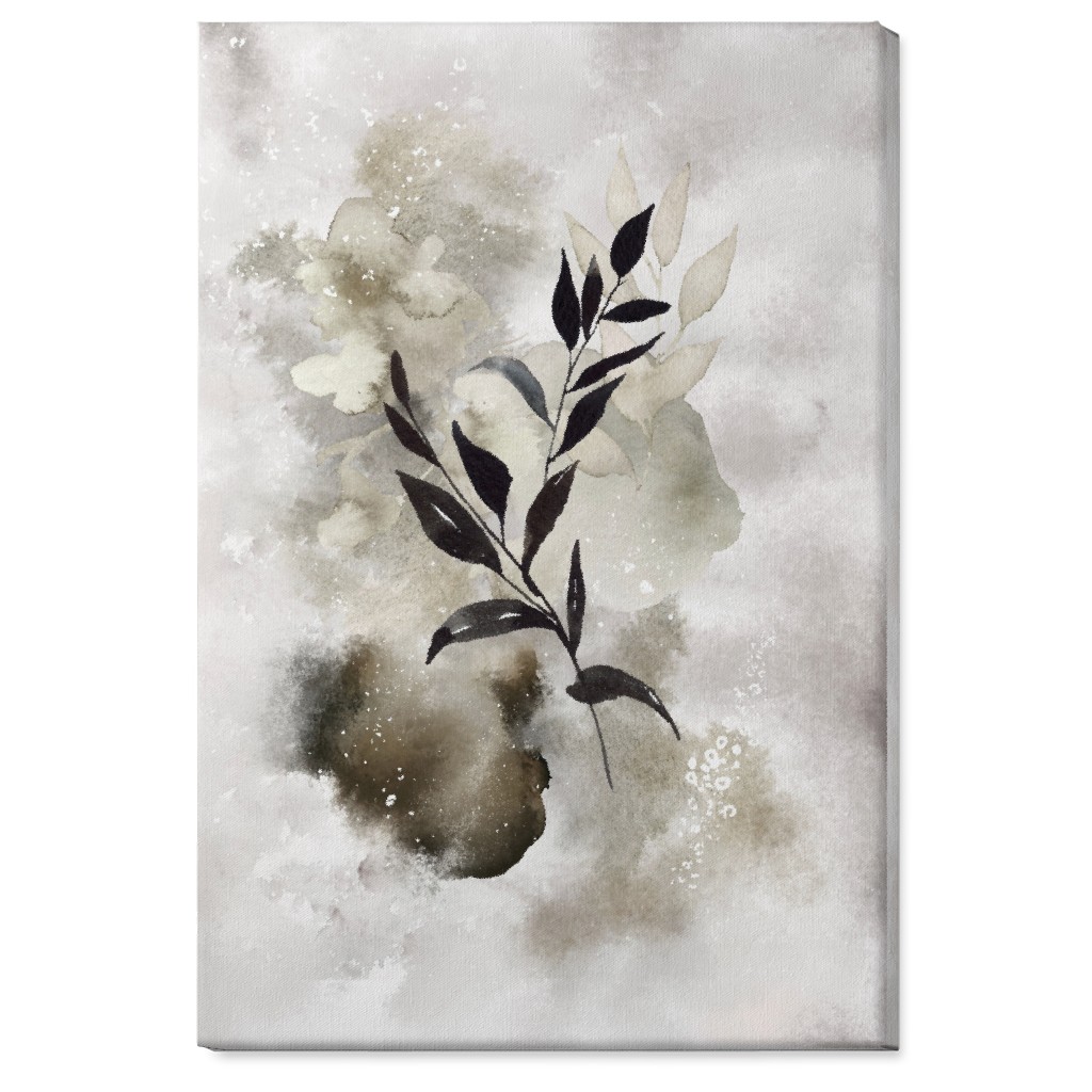 Watercolor Abstract Botanical Wall Art, No Frame, Single piece, Canvas, 24x36, Gray, Ash