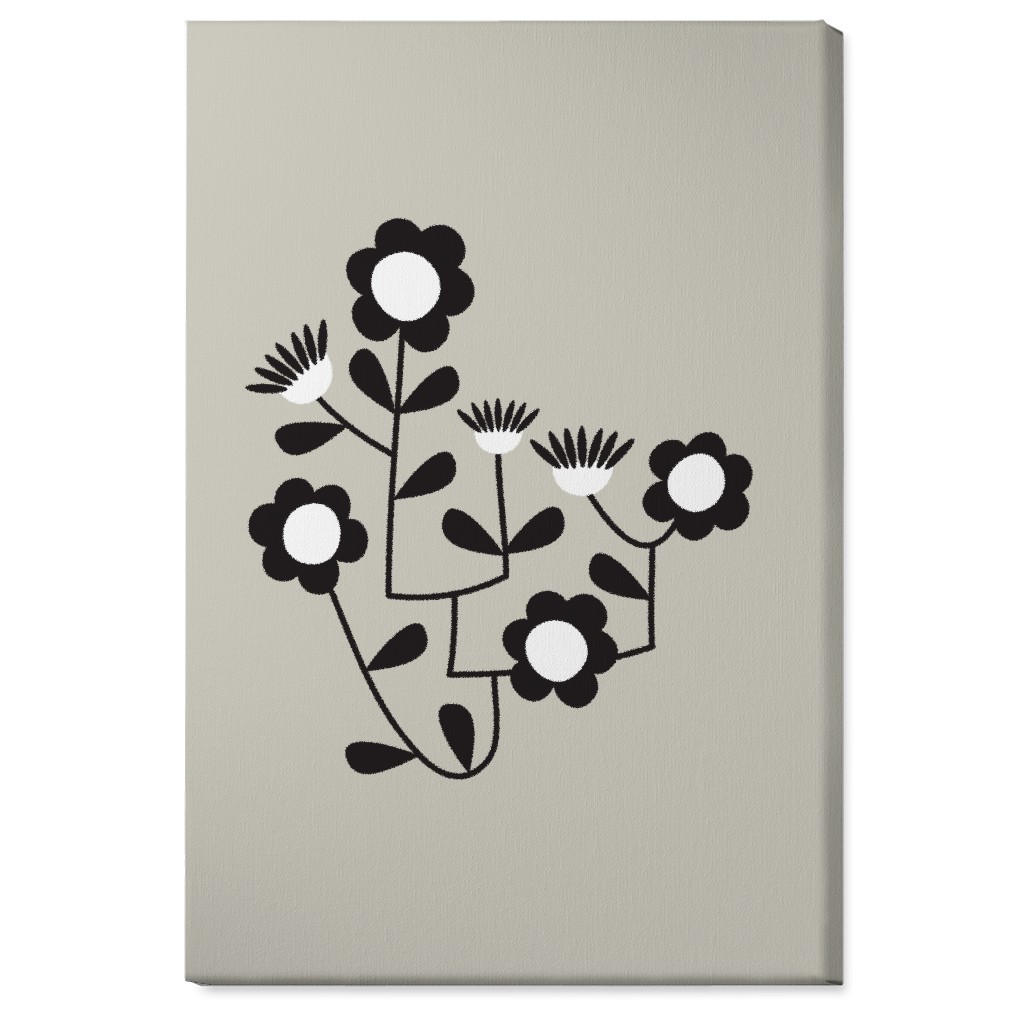 Mod Hanging Floral Wall Art, No Frame, Single piece, Canvas, 24x36, Gray