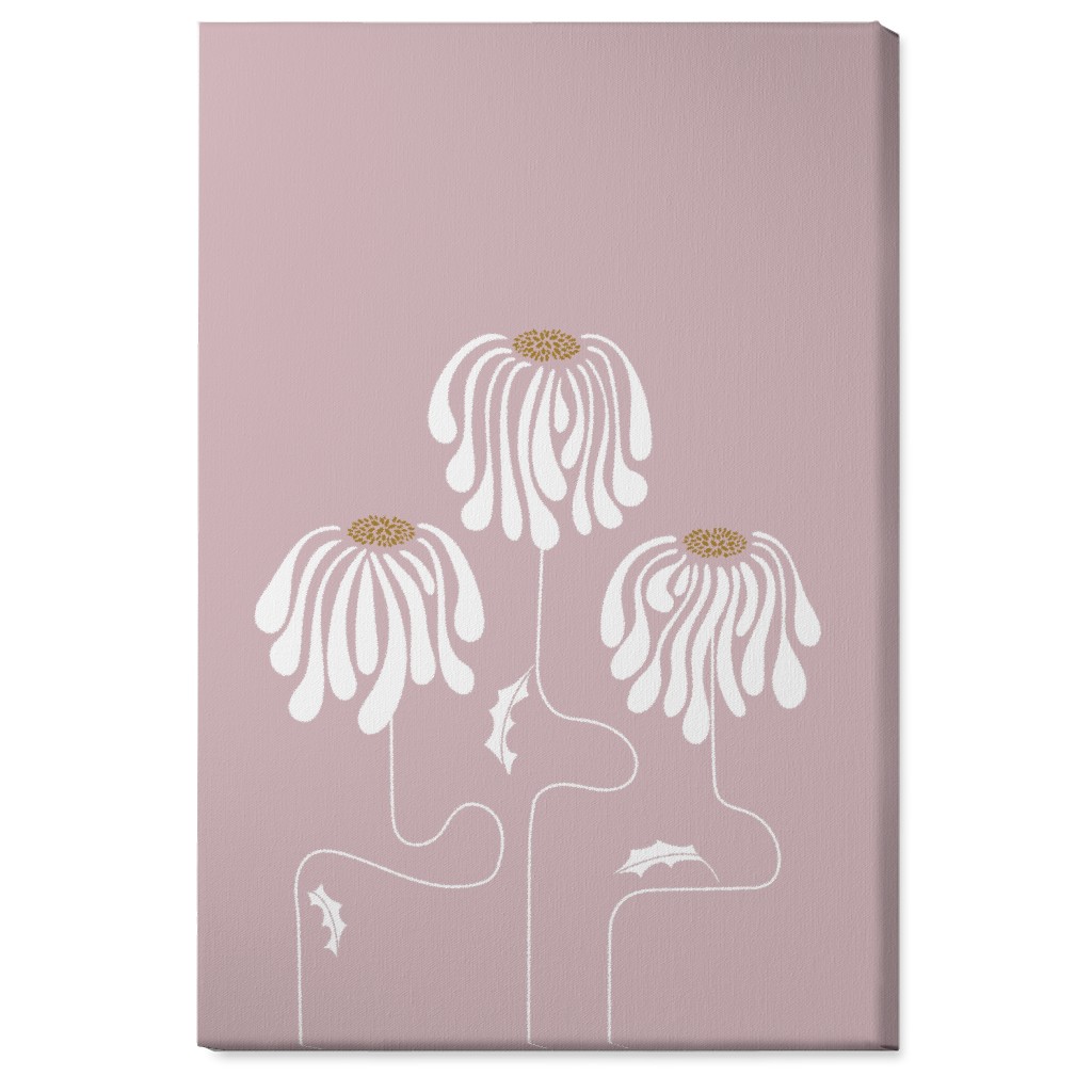 Mod Lazy Daisies Wall Art, No Frame, Single piece, Canvas, 24x36, Pink, Whisper