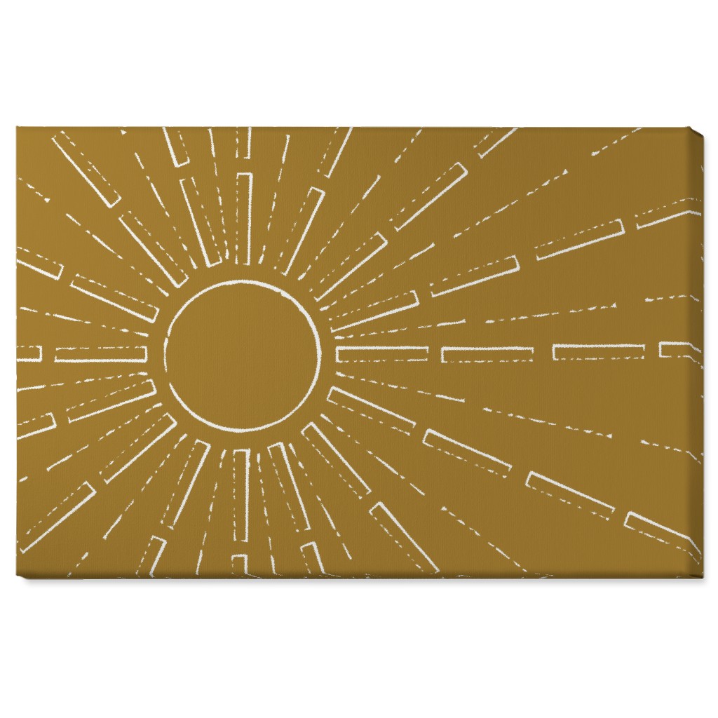 Midcentury Sunburst Wall Art, No Frame, Single piece, Canvas, 24x36, Yellow