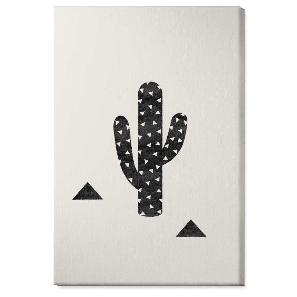 Cactus - Black and White Wall Art, No Frame, Single piece, Canvas, 24x36, Beige, Pearl