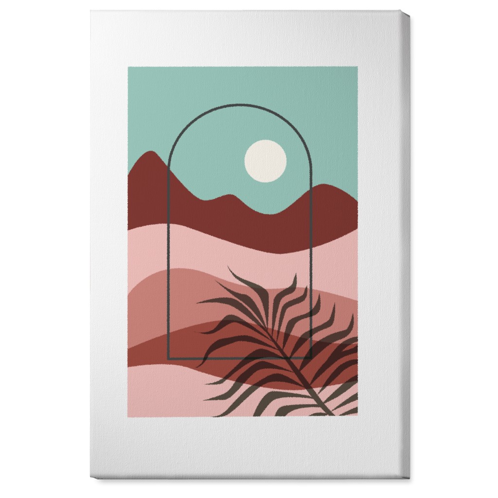 Floating Frame Abstract Mountain Landscape Wall Art, No Frame, Single piece, Canvas, 24x36, Multicolor