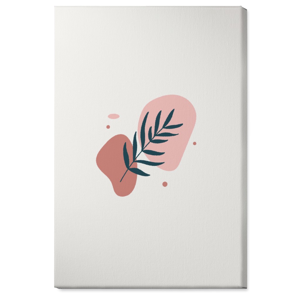 Shapes and Fern Leaf Wall Art, No Frame, Single piece, Canvas, 24x36, Pink, Whisper