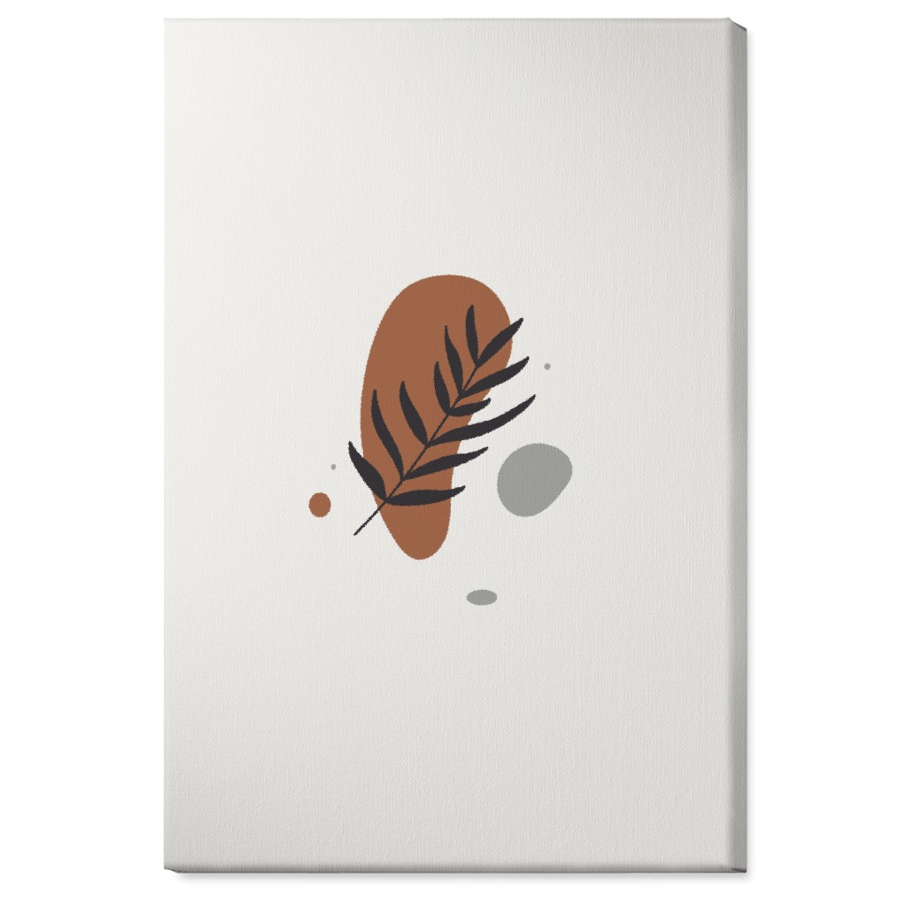 Shapes and Fern Leaf V Wall Art, No Frame, Single piece, Canvas, 24x36, Brown