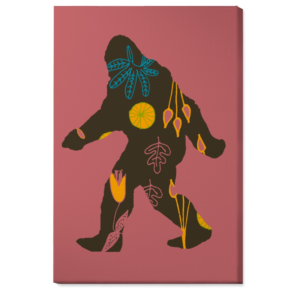 Bigfoot - Multi on Pink Wall Art, No Frame, Single piece, Canvas, 24x36, Pink, Bright Pink