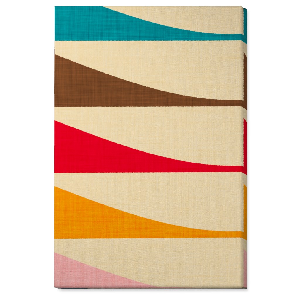 Mid Mod Waves Wall Art, No Frame, Single piece, Canvas, 24x36, Multicolor, Bright Red