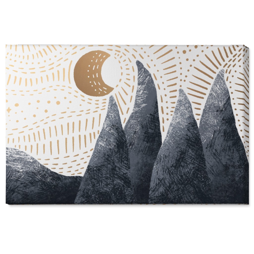 Moonrise Winters Skies - Earth Tones Wall Art, No Frame, Single piece, Canvas, 24x36, Multicolor