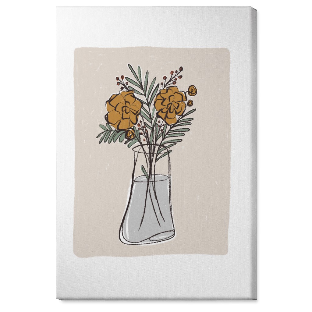 Bouquet Study - Yellow on Beige Wall Art, No Frame, Single piece, Canvas, 24x36, Beige