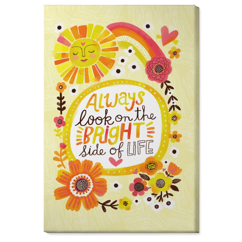 Always Look on the Bright Side of Life - Yellow Wall Art, No Frame, Single piece, Canvas, 24x36, Yellow